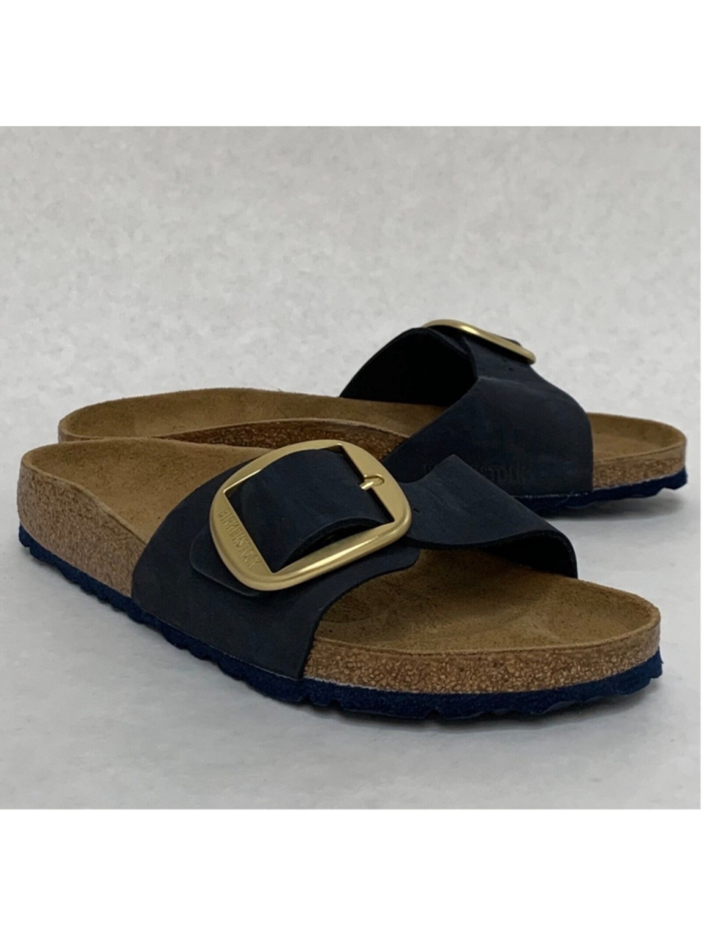 Birkenstock Madrid Big Gold Buckle Midnight Nubuck Nar - Navy - size 38 EU